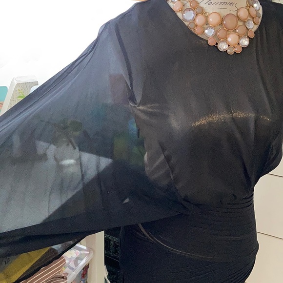 BCBG MAXAZRIA Classy black one sleeve dress - Picture 2 of 7